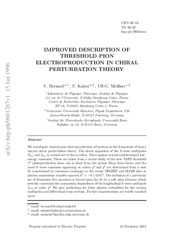 (PDF) Threshold neutral pion electroproduction in heavy baryon chiral ...