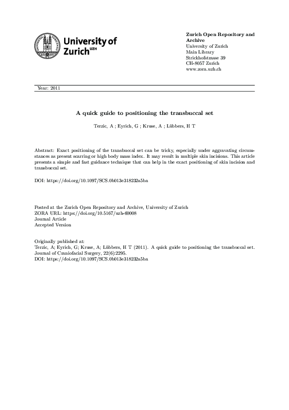 (PDF) A Quick Guide to Positioning the Transbuccal Set