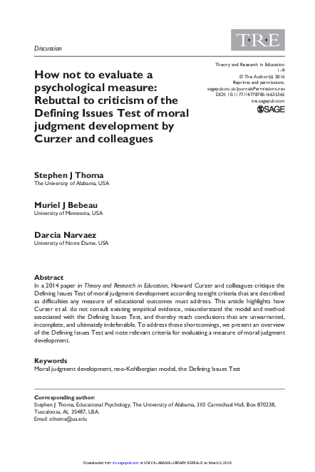 (PDF) How not to evaluate a psychological measure: Rebuttal to ...