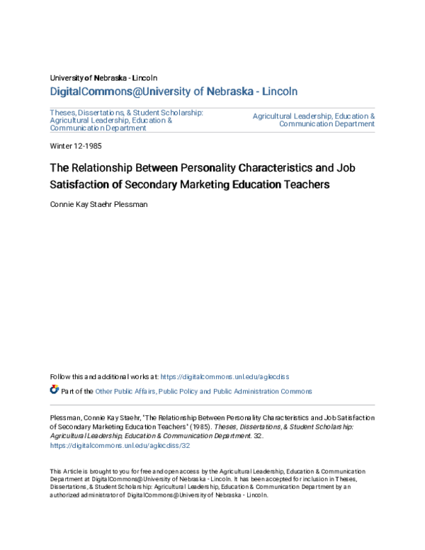 (PDF) The Relationship Between Personality Characteristics and Job ...