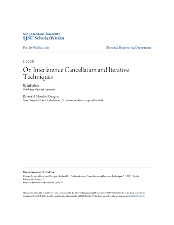 (PDF) On interference cancellation and iterative techniques