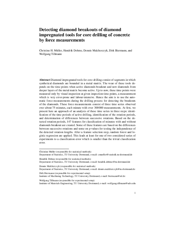 (PDF) Detecting diamond breakouts of diamond impregnated tools for core
