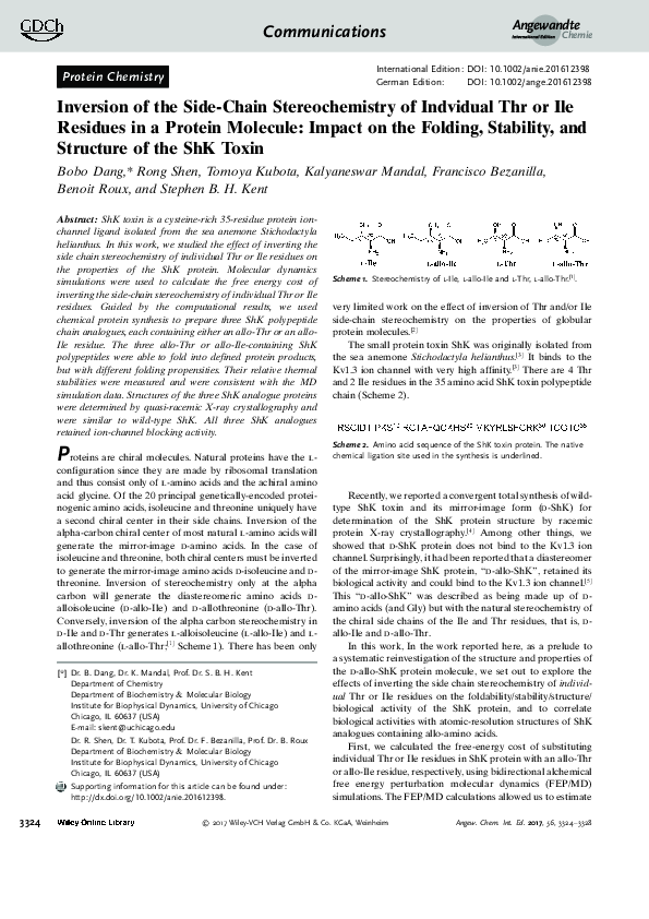 (PDF) Inversion of the Side-Chain Stereochemistry of Indvidual Thr or ...