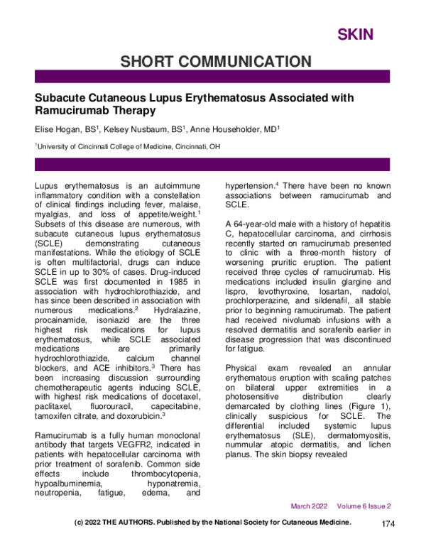 (PDF) Subacute Cutaneous Lupus Erythematosus Associated with ...