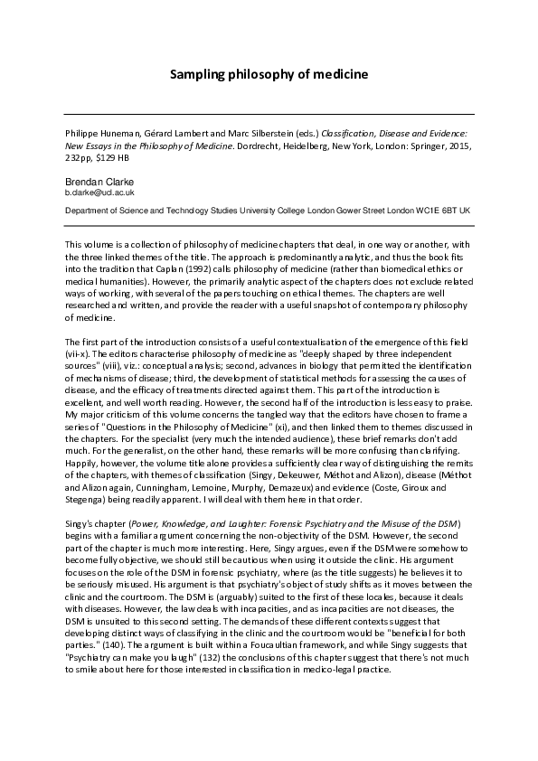 (PDF) Sampling philosophy of medicine