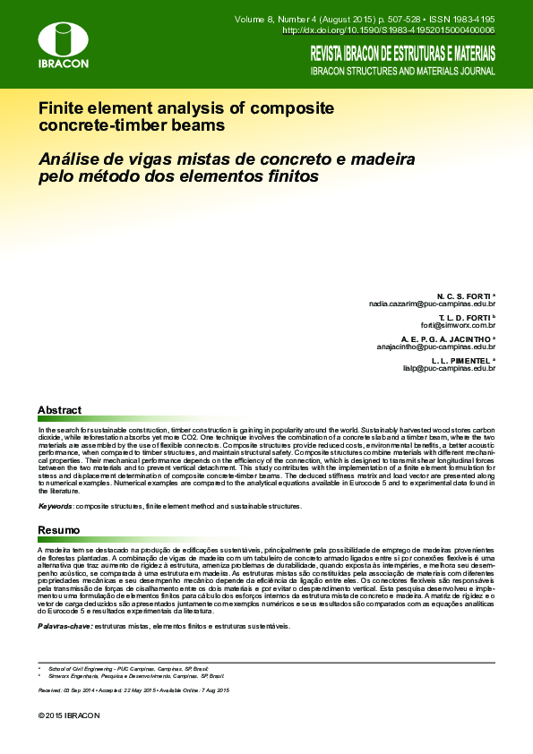 (PDF) Finite element analysis of composite concrete-timber beams