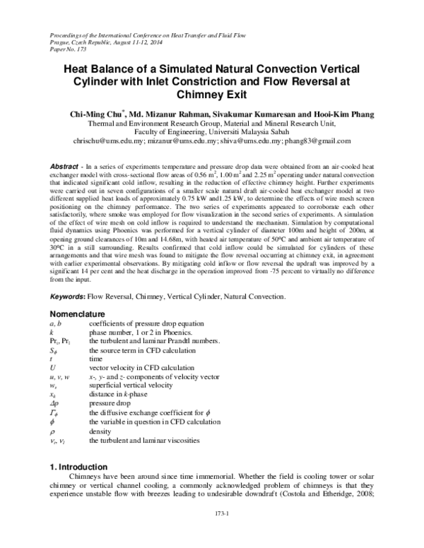 (PDF) Heat Balance of a Simulated Natural Convection Vertical Cylinder ...