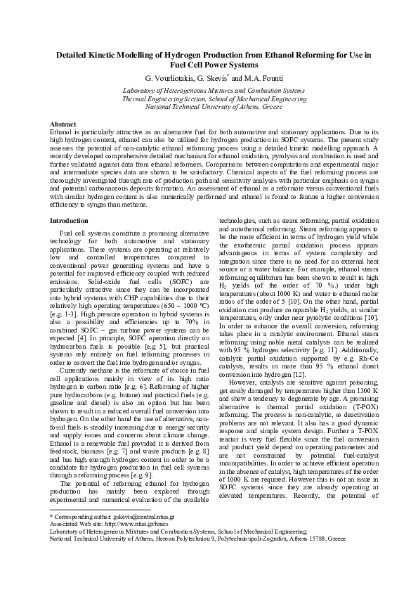 (PDF) Detailed Kinetic Modelling of Hydrogen Production from Ethanol ...