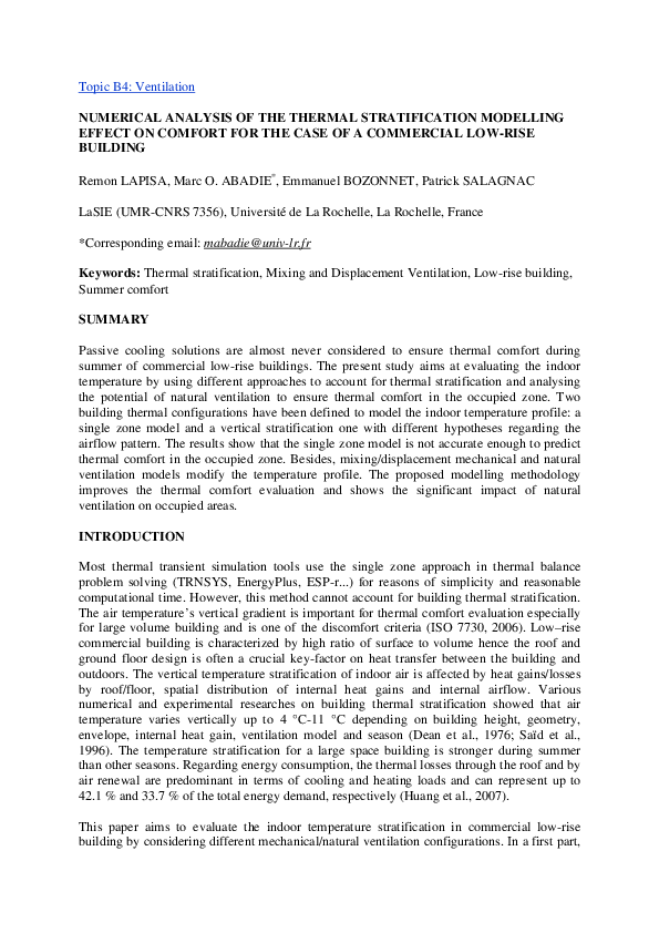 (PDF) Numerical analysis of the thermal stratification modelling effect ...