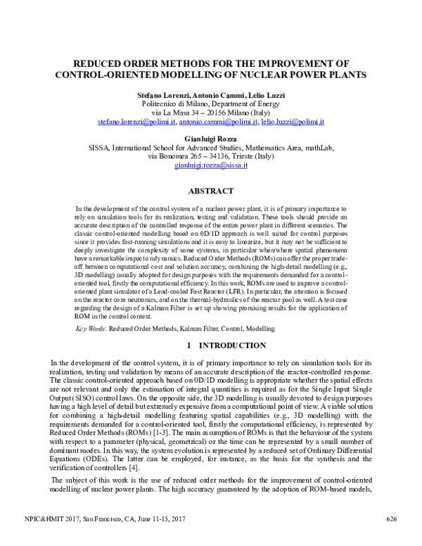 (PDF) Reduced Order Methods for the Improvement of Control-Oriented ...