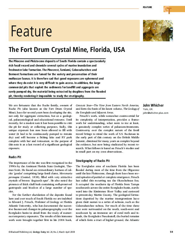 (PDF) The Fort Drum Crystal Mine, Florida, USA John Whicher Academia.edu