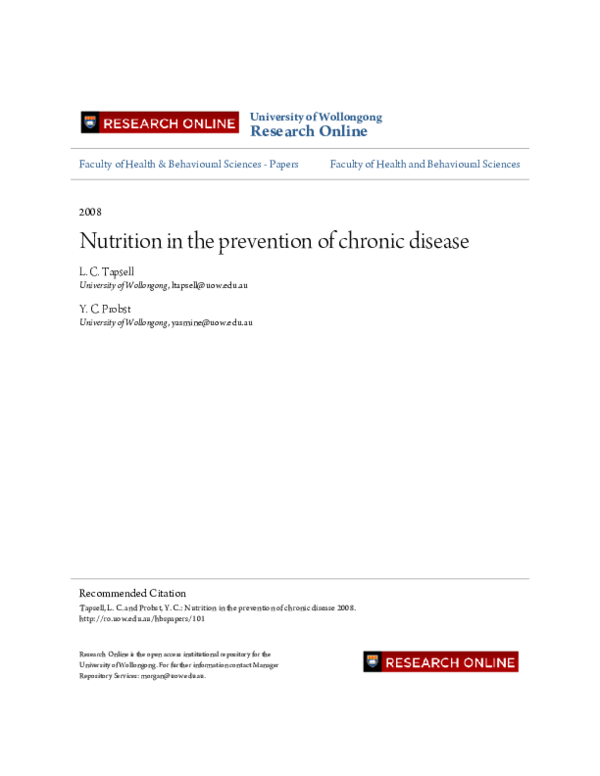 (PDF) Nutrition in the prevention of chronic disease