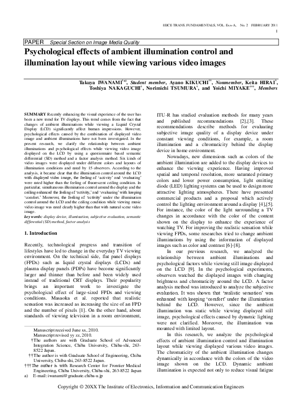(PDF) Psychological effects of ambient illumination control and ...