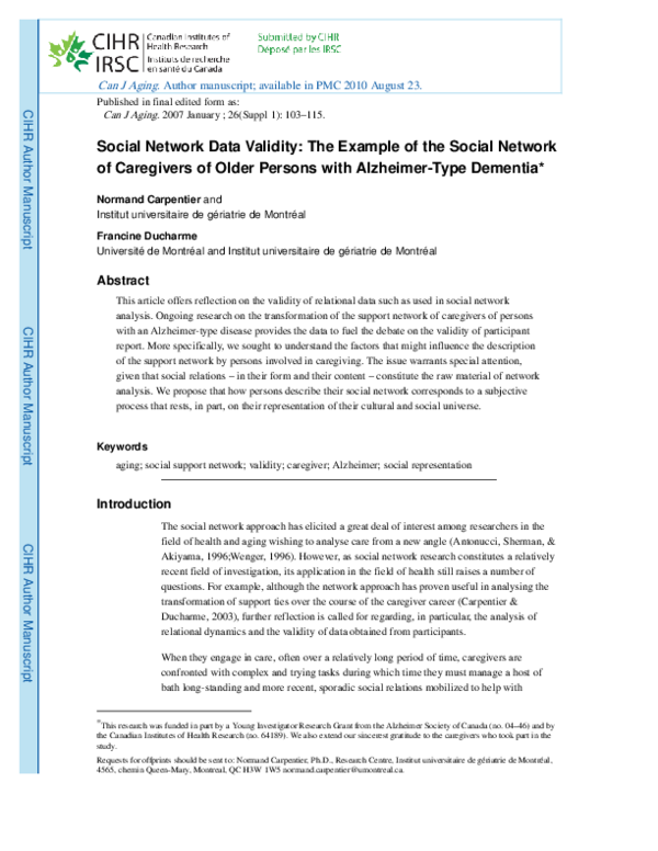 (PDF) Social network data validity: The example of the social network ...