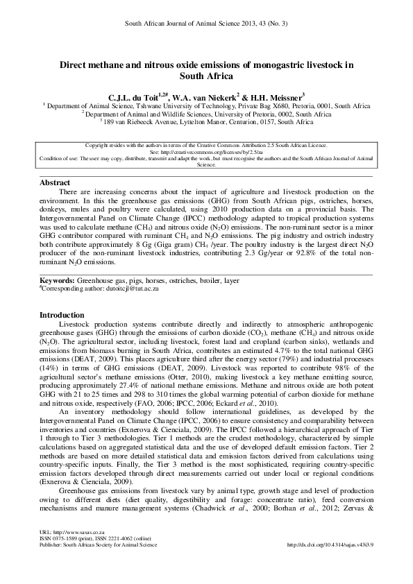 (PDF) Direct methane and nitrous oxide emissions of monogastric ...