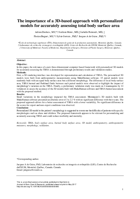 (PDF) The Importance of a 3D-Based Approach With Personalized Models ...