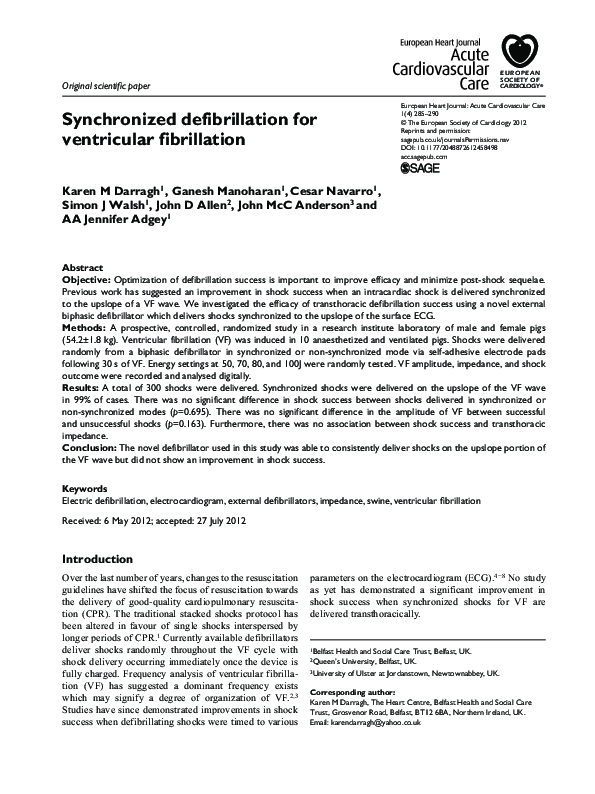 (PDF) Synchronized defibrillation for ventricular fibrillation Cesar