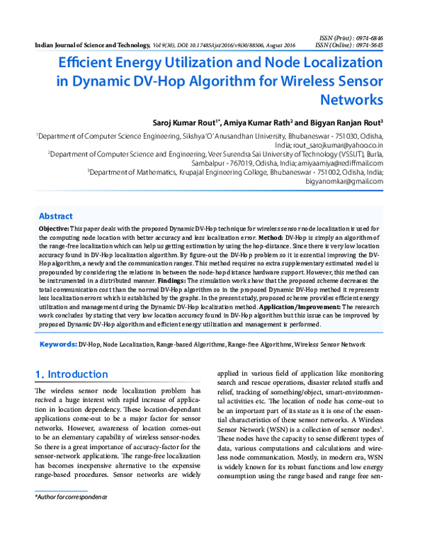 (PDF) Efficient Energy Utilization and Node Localization in Dynamic DV ...