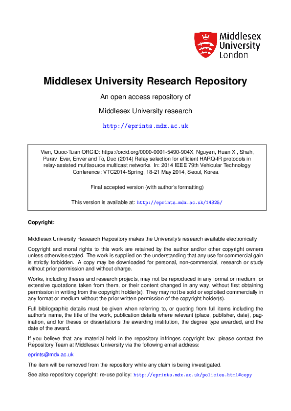 (PDF) Relay Selection for Efficient HARQ-IR Protocols in Relay-Assisted ...