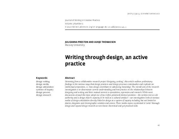 (PDF) Writing through design, an active practice