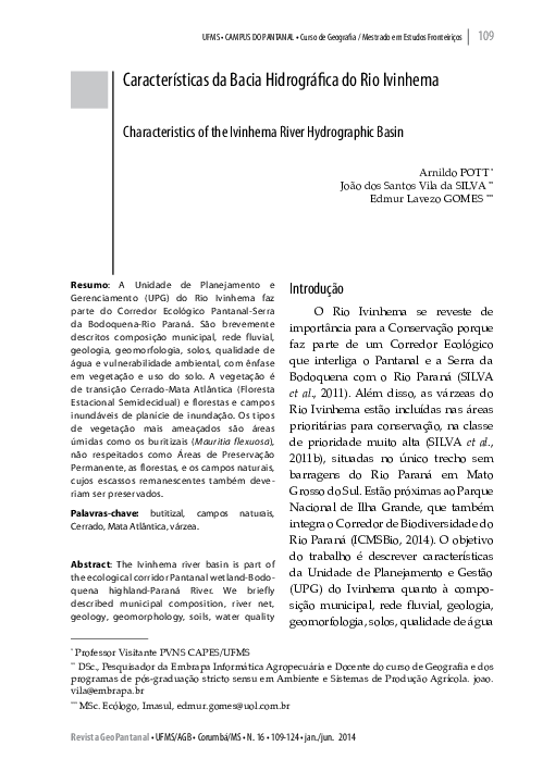 (PDF) Characteristics of the Ivinhema River Hydrographic Basin