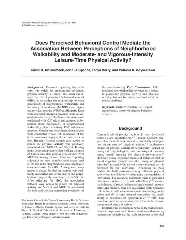(PDF) Does Perceived Behavioral Control Mediate the Association between ...
