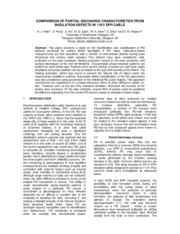 (PDF) Comparison of partial discharge characteristics from insulation ...