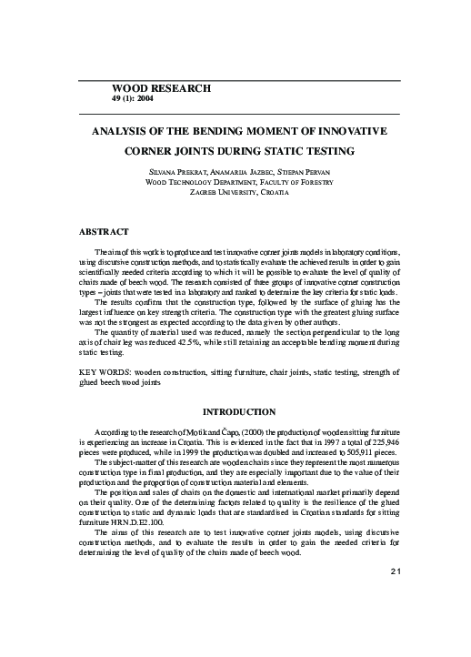 (PDF) Analysis of the bending moment of innovative corner joints during ...