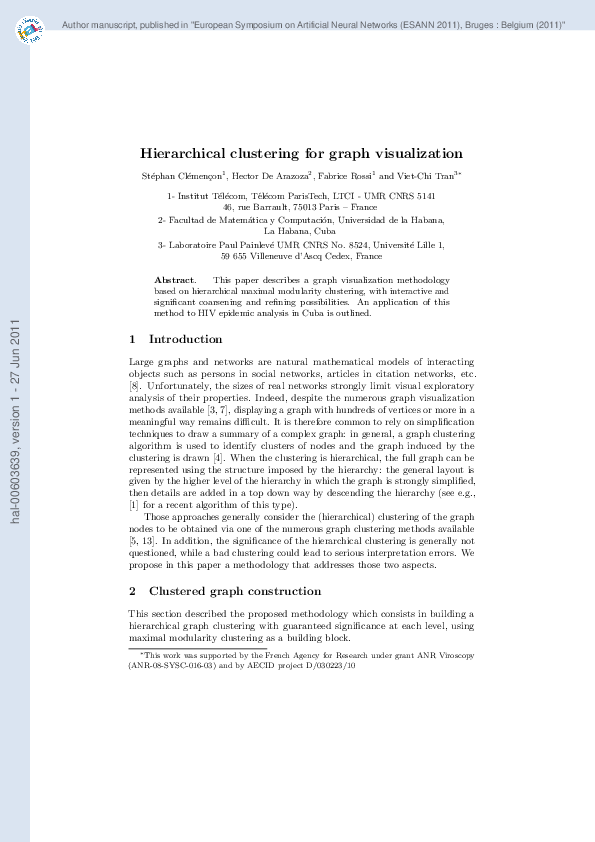 (PDF) Hierarchical clustering for graph visualization