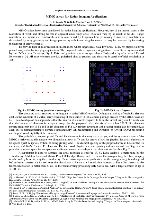 (PDF) MIMO Array for Radar Imaging Applications