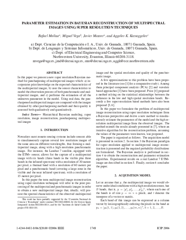 (PDF) Parameter estimation in Bayesian reconstruction of multispectral ...