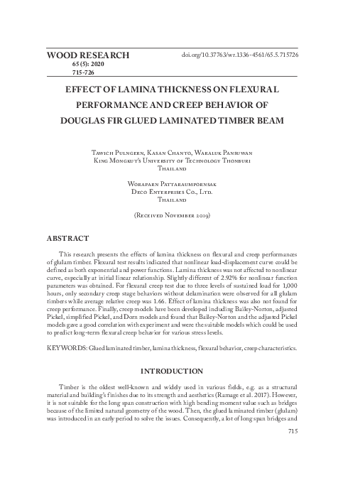 (PDF) Effect of lamina thickness on flexural performance and creep ...