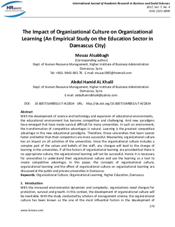 (PDF) Impact of Organizational Culture on Organizational Commitment and ...