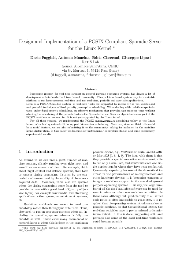 (PDF) Design and implementation of a posix compliant sporadic server ...