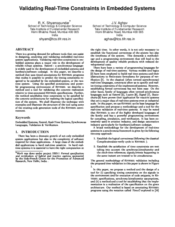 (PDF) Validating real-time constraints in embedded systems