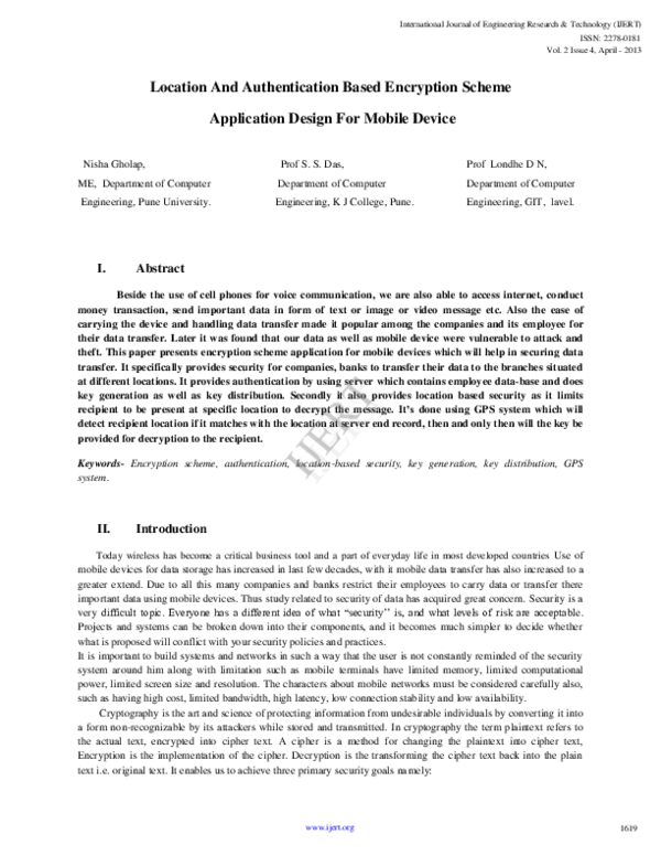 (PDF) Location And Authentication Based Encryption Scheme Application ...