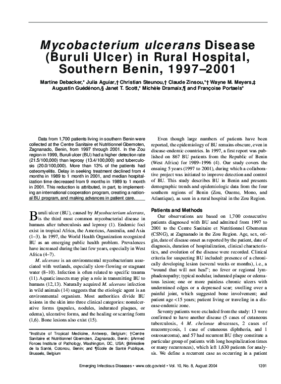 (PDF) Mycobacterium ulcerans disease (Buruli ulcer) in a rural hospital ...
