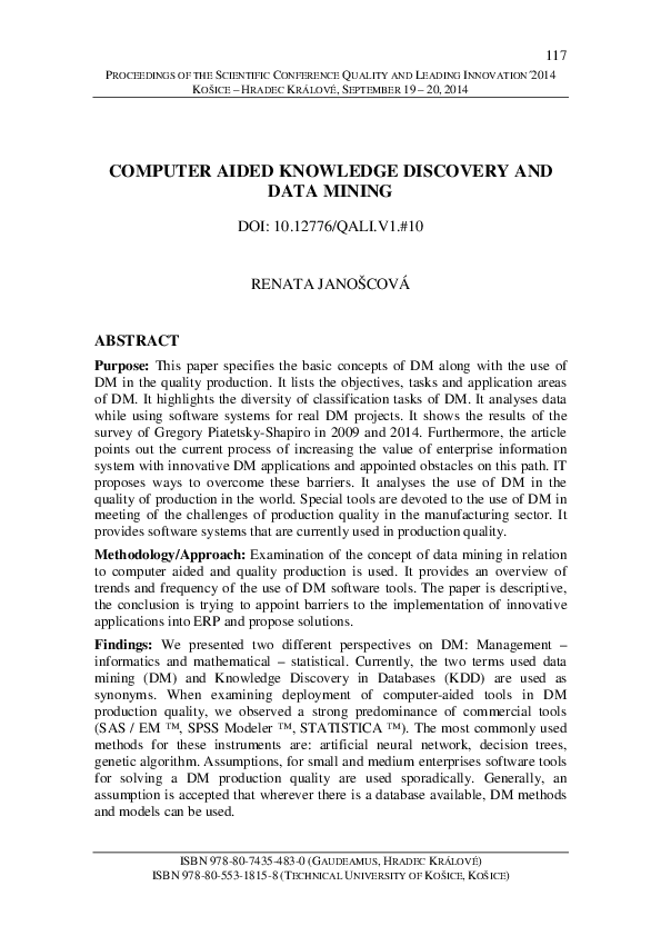 (PDF) Computer Aided Knowledge Discovery and Data Mining