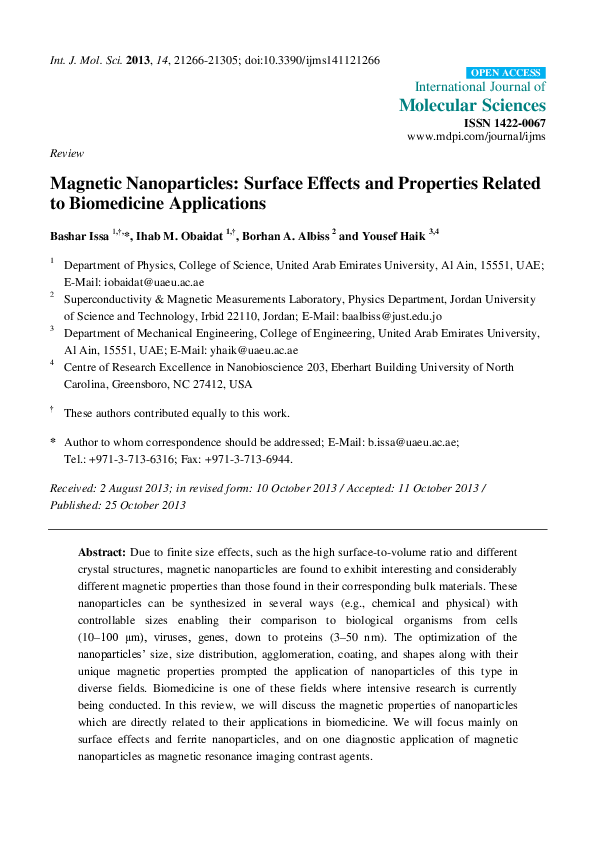 (PDF) Magnetic nanoparticles: surface effects and properties related to ...