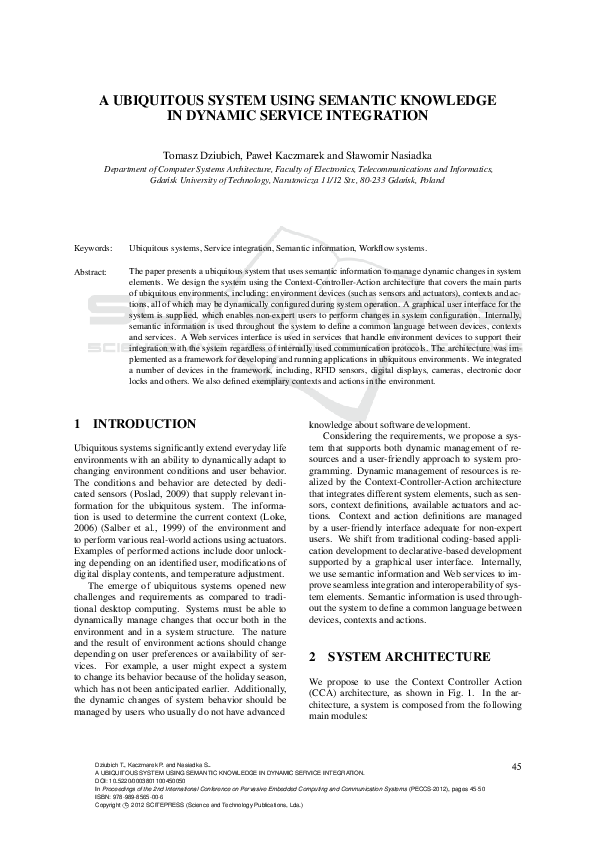 (PDF) A Ubiquitous System Using Semantic Knowledge in Dynamic Service ...