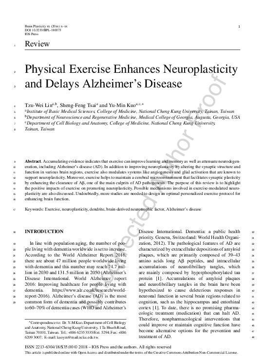 (PDF) Physical Exercise Enhances Neuroplasticity and Delays Alzheimer’s ...