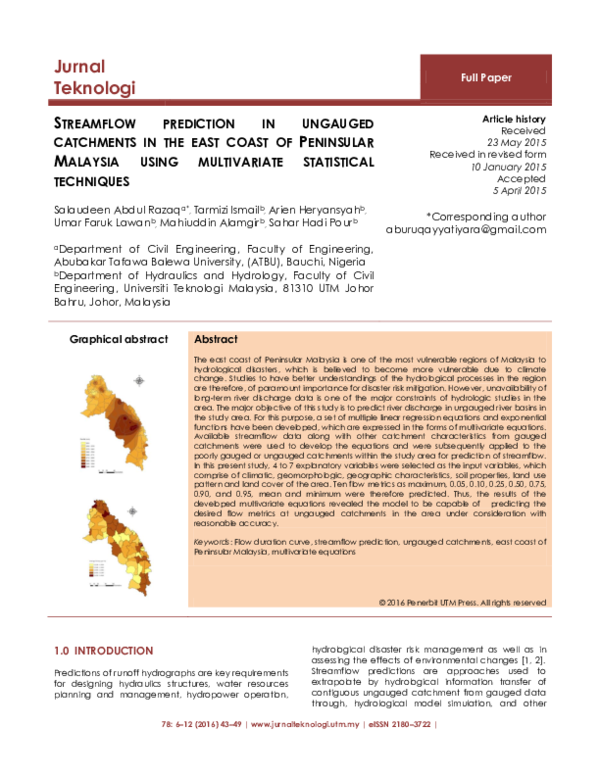 (PDF) Streamflow prediction in ungauged catchments using copula-based ...