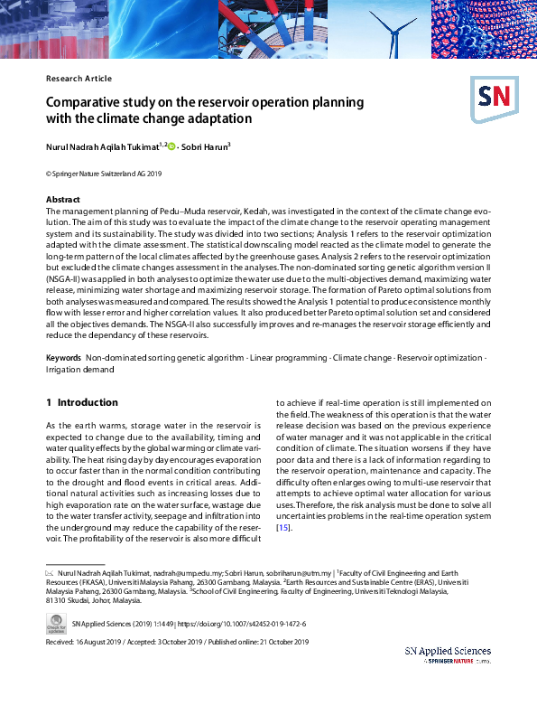 (PDF) Development of an optimal reservoir pumping operation for ...