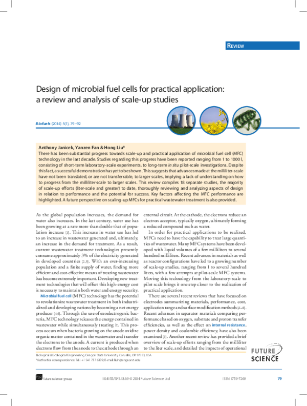 (PDF) Design of microbial fuel cells for practical application: a ...