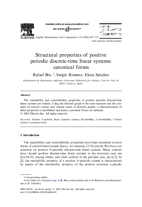 (PDF) Structural Properties of Positive Periodic Discrete-Time Linear ...