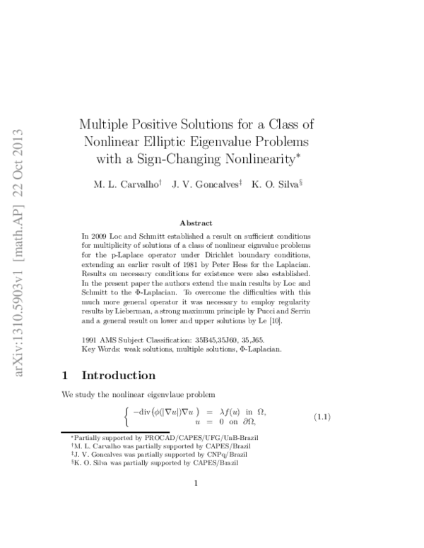 (PDF) Multiple positive solutions for a class of nonlinear elliptic ...
