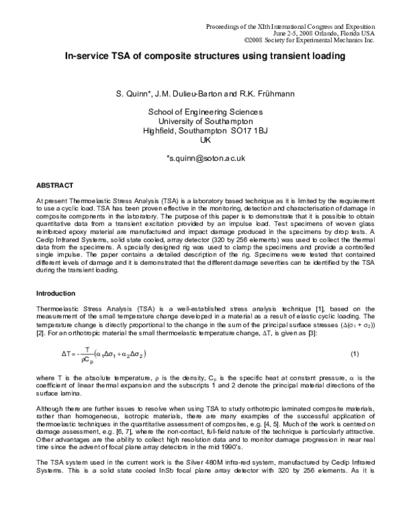 (PDF) In-service TSA of composite structures using transient loading