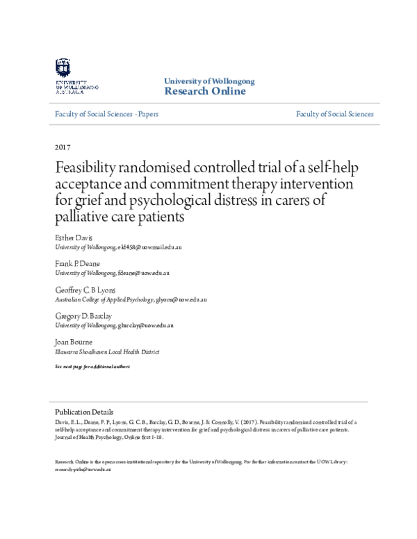 (PDF) Feasibility randomised controlled trial of a self-help acceptance ...