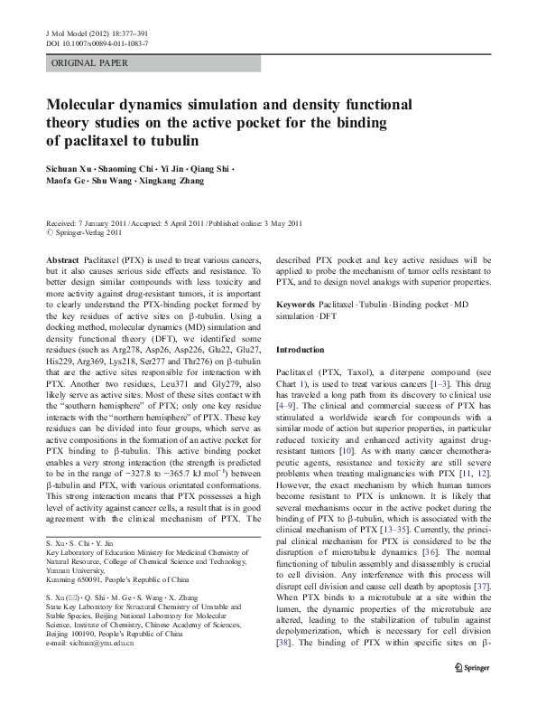(PDF) Molecular dynamics simulation and density functional theory ...