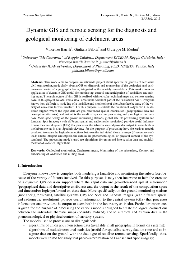 (PDF) Dynamic GIS and remote sensing for the diagnosis and geological ...